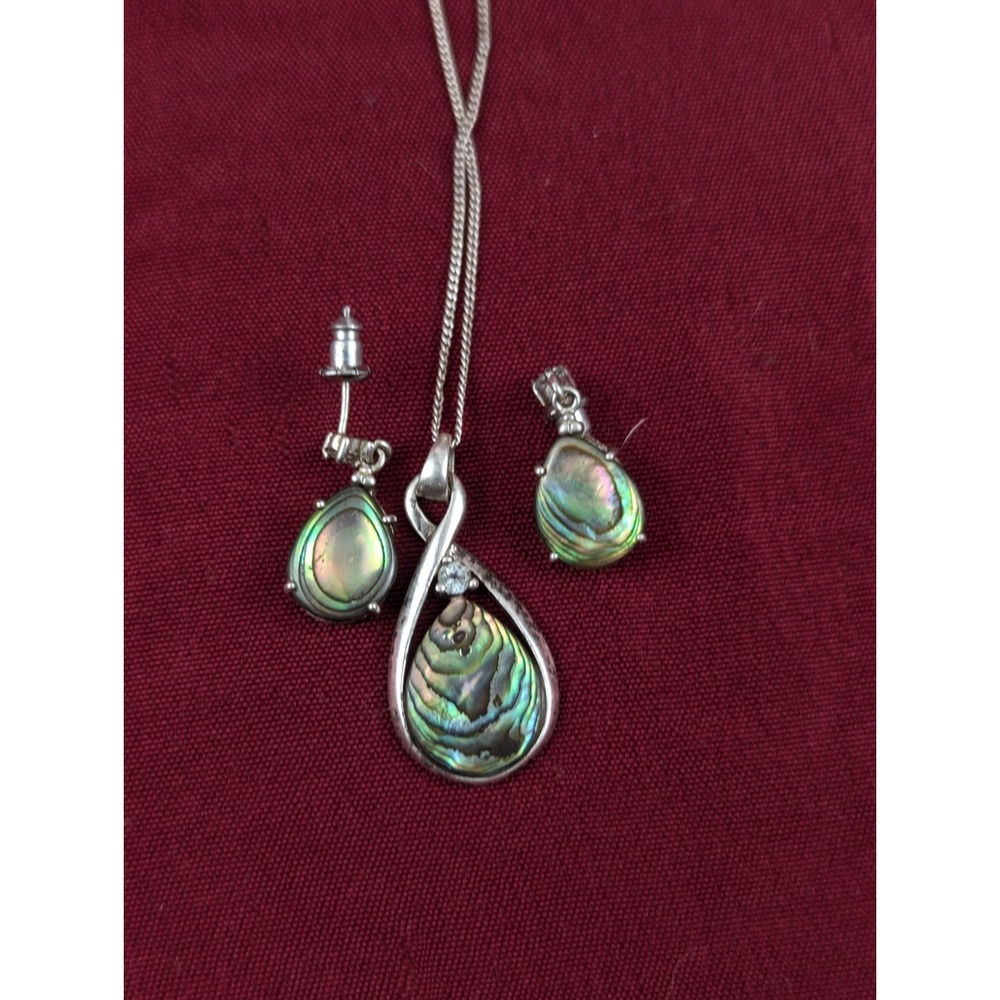 Sterling Silver 925 Necklace Pendant ‎ Earring Pair Set